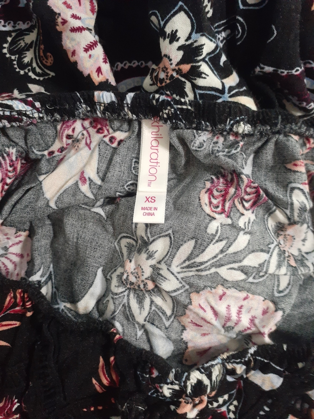 Xhilaration Black floral off shoulder romper - Picture 2 of 5